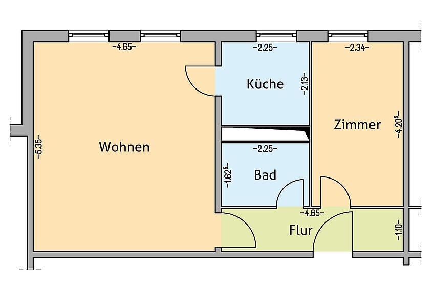 Grundriss zu Renovierte 2-Zimmer-Wohnung mit Aufzug in Rostock-Evershagen