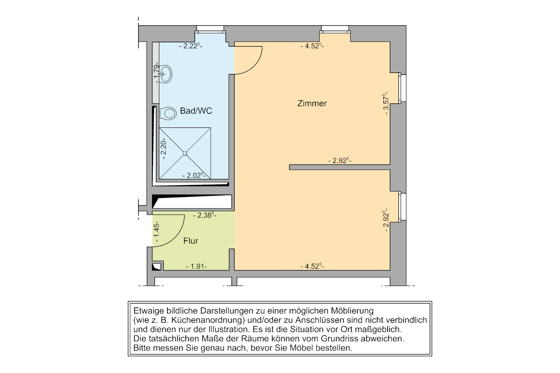 Grundriss 2-Zimmer-Apartment in der selbstbestimmten Wohngemeinschaft