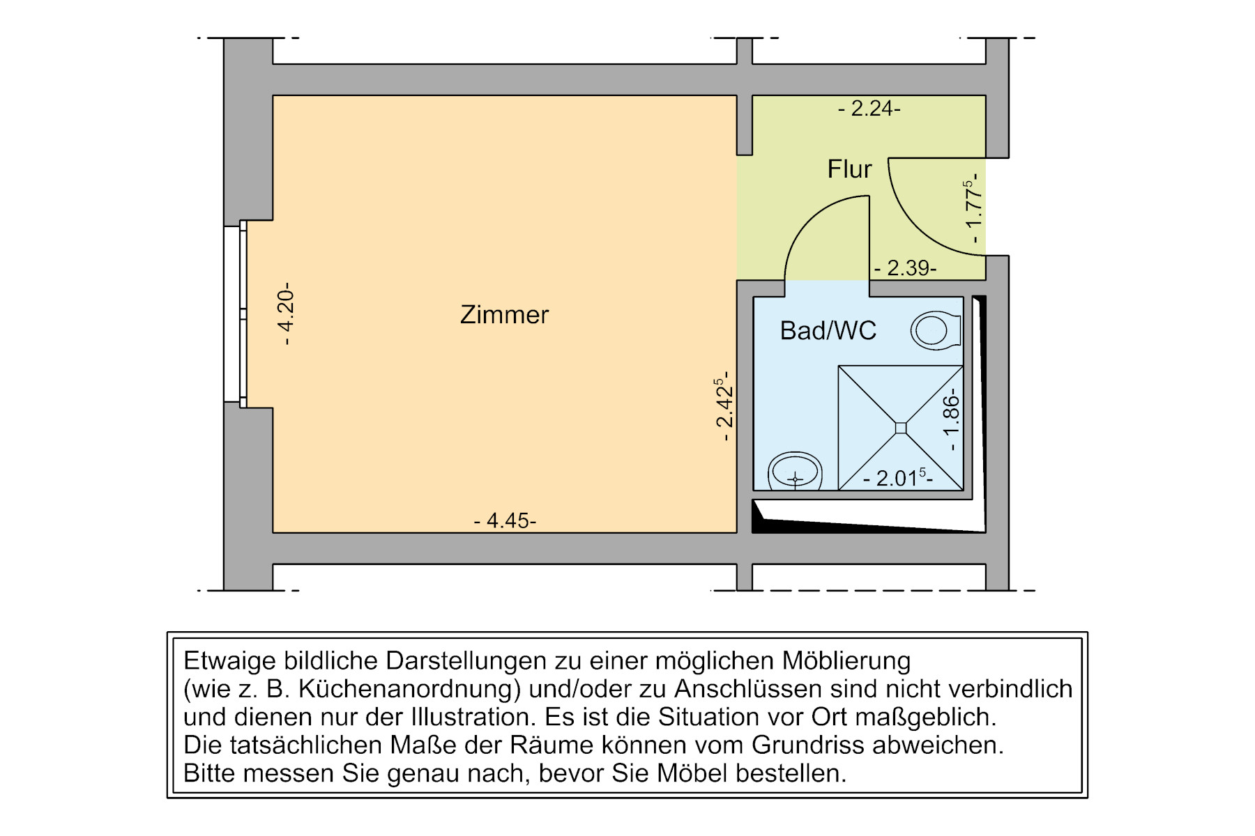 Grundriss 1-Zimmer-Apartment in der selbstbestimmten Wohngemeinschaft